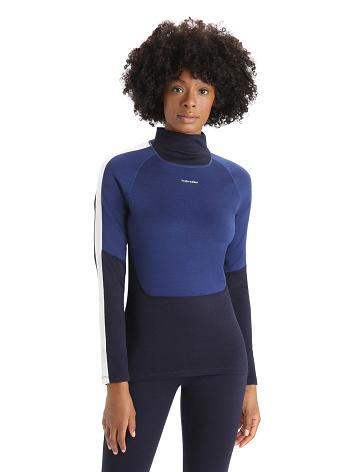 Base Layers Icebreaker Merino 200 Sonebula Long Sleeve High Neck Thermal Top Damskie Granatowe Królewski Niebieski Granatowe | PL 1090KORI